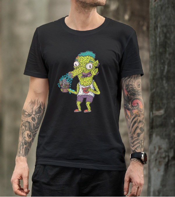 Nosey Monster Watering Plant With Zombie Style And Bright Colors T-Shirt