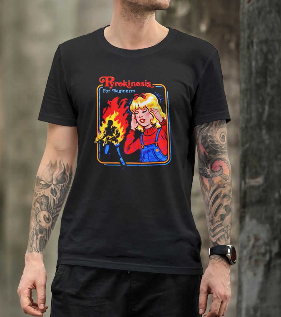 Pyrokinesis For Beginners Psychic Powers Retro Fire Control T-Shirt
