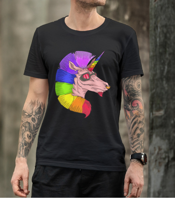 Rainbow Mohawk Unicorn Punk T-Shirt