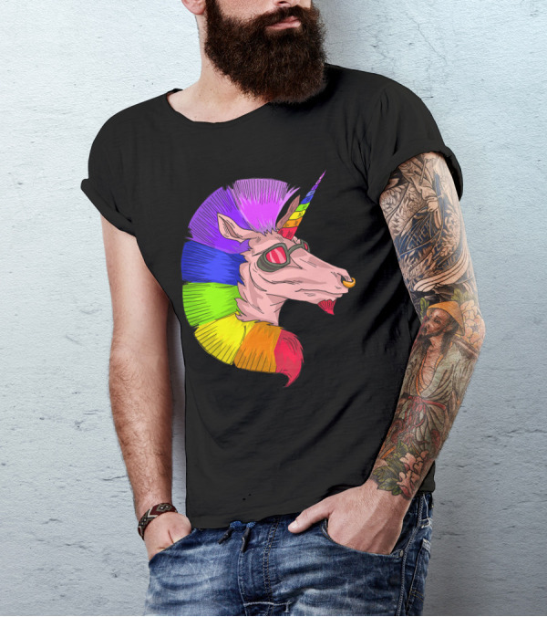 Rainbow Mohawk Unicorn Punk T-Shirt