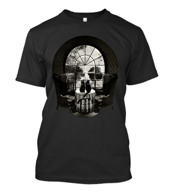 Room Skull Gothic Window Cats T-Shirt
