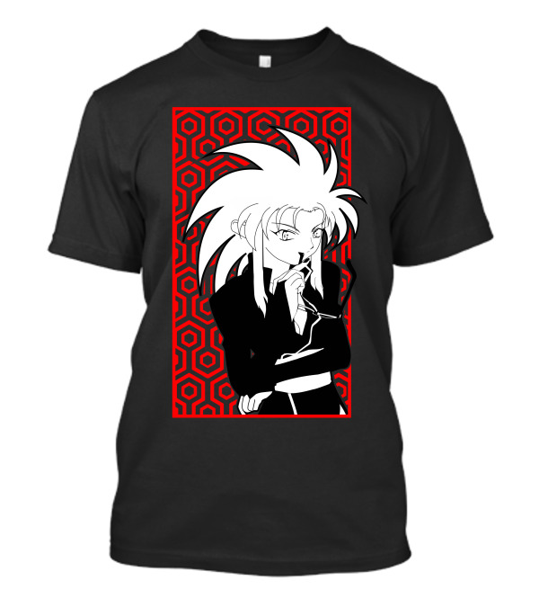 Ryoko Tenchi Muyo Anime Character With Geometric Pattern Background T-Shirt