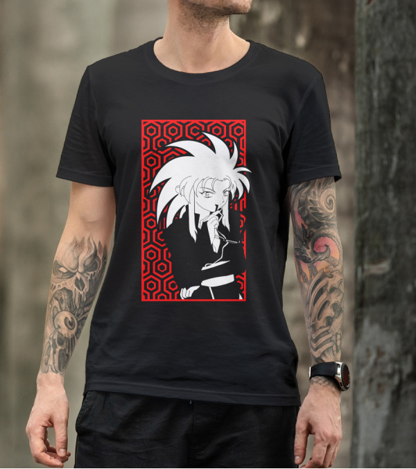 Ryoko Tenchi Muyo Anime Character With Geometric Pattern Background T-Shirt