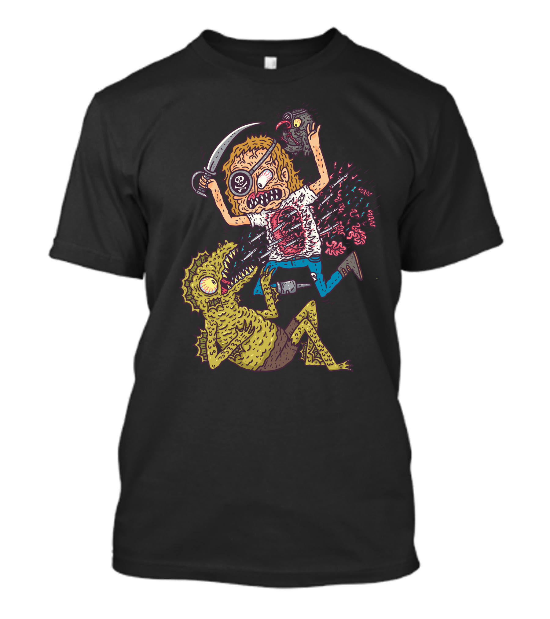 Seafight Epic Battle With Pirate And Monster T-Shirt