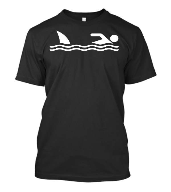 Shark Swimming Icon With Fast Food Visual Elements T-Shirt