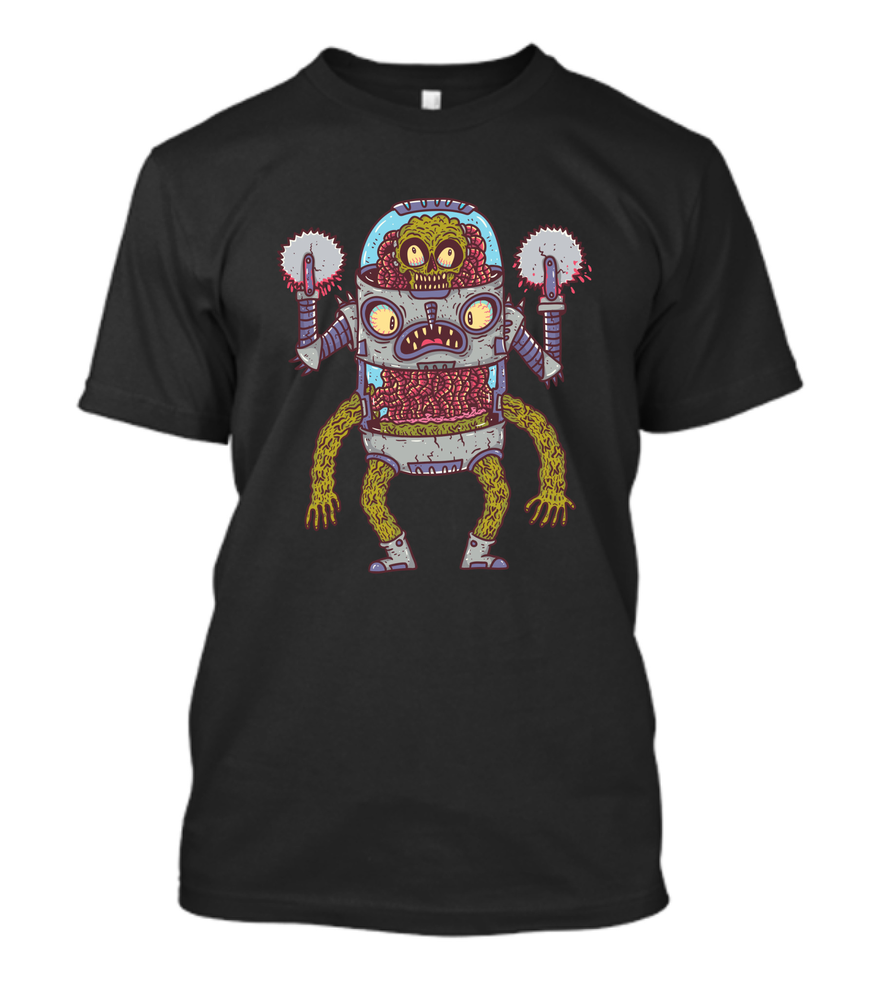 Robot Monster Slicer With Saw Hands And Creature Inside T-Shirt