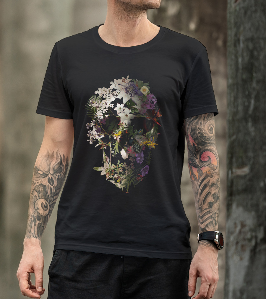 Spring Skull Floral Bloom Fusion T-Shirt