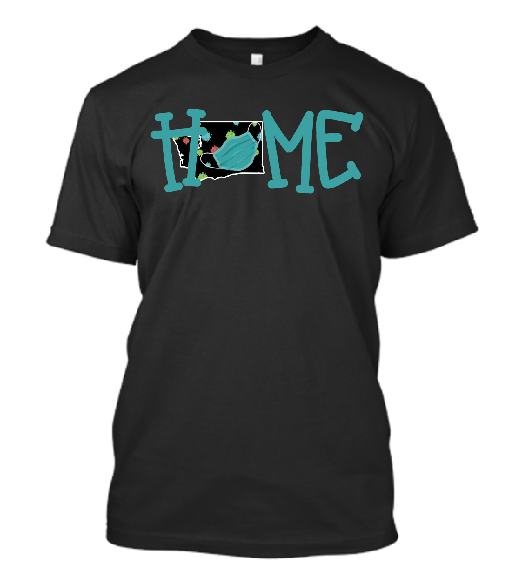Stay Home Washington Map With Mask And Virus T-Shirt