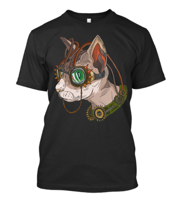 Steampunk Cat Victorian Gear Goggles T-Shirt