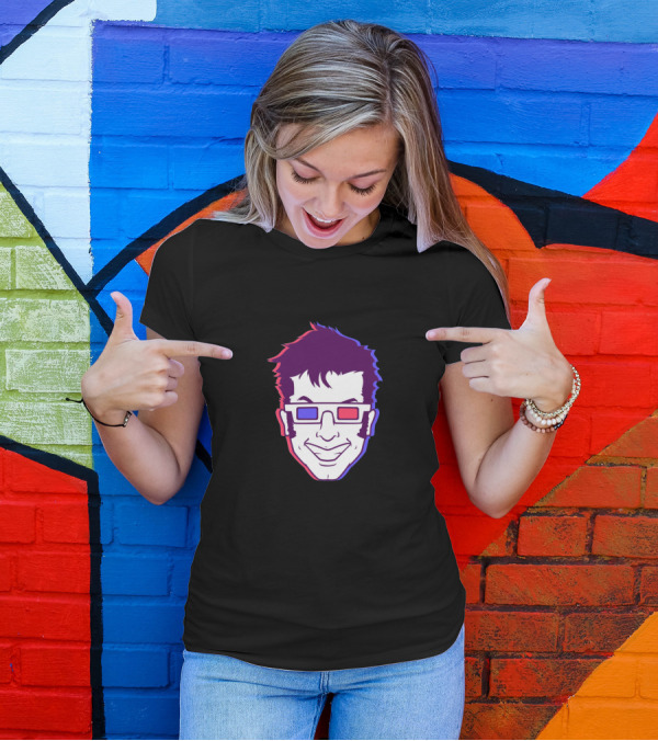 3D Glasses Character Face With Smirk T-Shirt