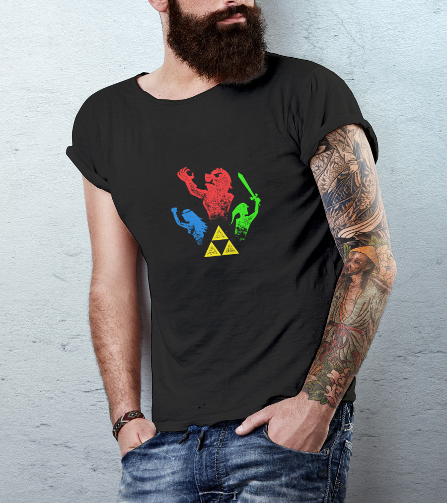 The Triforce Warriors And Icons In Red Blue Green T-Shirt