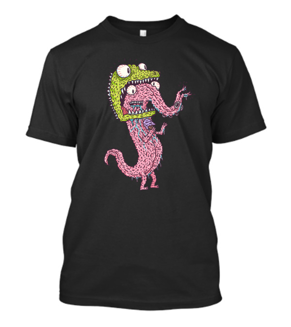 Tonguesaur Dinosaur Creature With Monster Eyes And Spiky Green Head T-Shirt