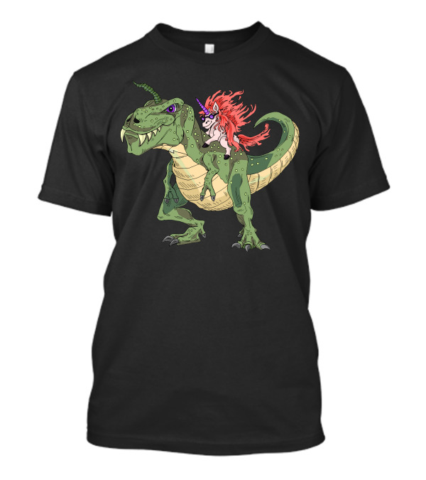 Trex Unicorn Dinosaur Riding Fantasy Adventure T-Shirt