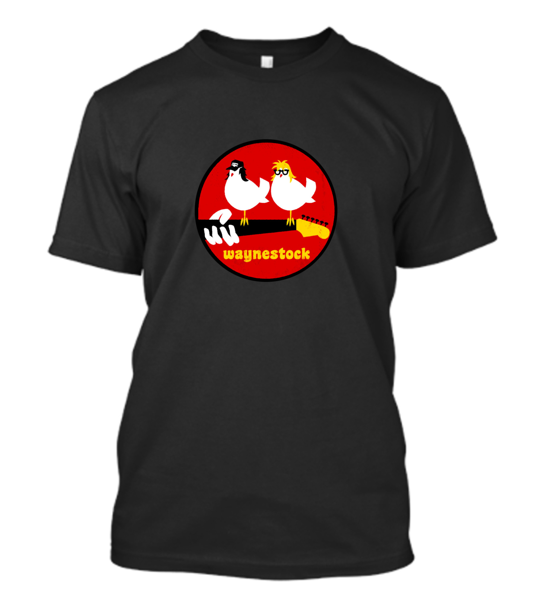 Waynestock Rock Chickens On Guitar With Sunglasses And Hats T-Shirt