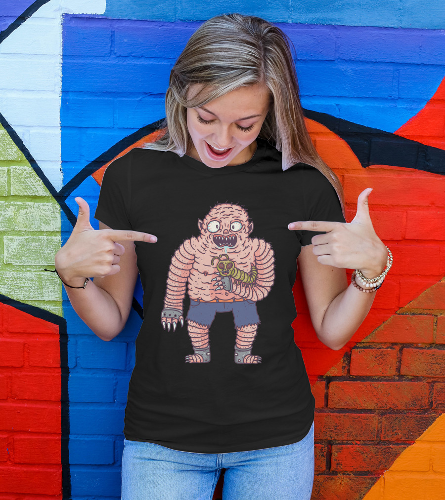 Wormy Monster Holding Worm Creature T-Shirt