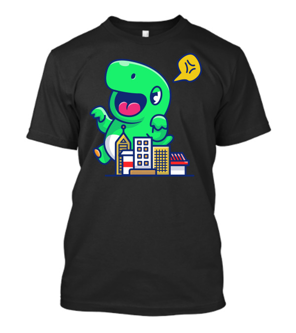 Angry Dinosaur Rampages Through City Buildings T-Shirt