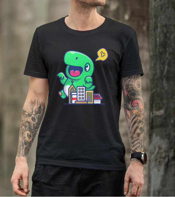Angry Dinosaur Rampages Through City Buildings T-Shirt
