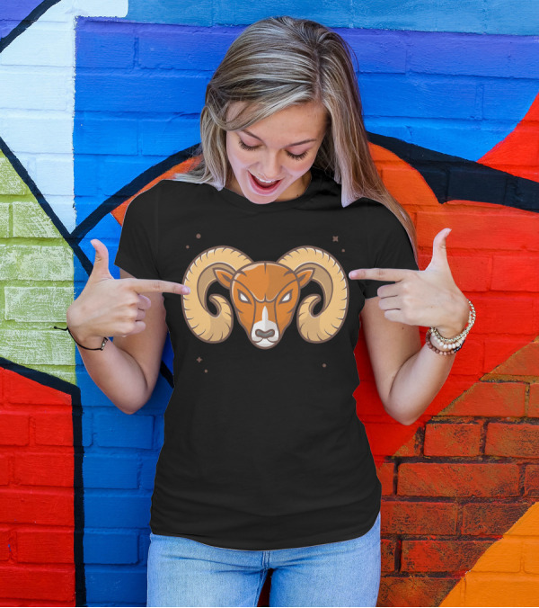 Angry Ram Fierce Horned Head T-Shirt