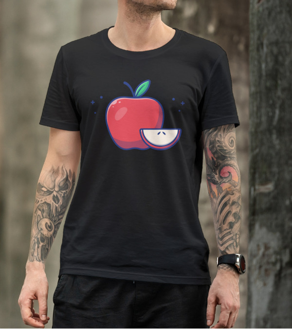 Apple Fruit Slice And Whole Graphics T-Shirt