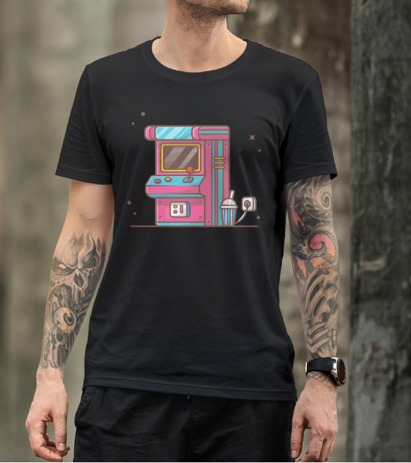 Arcade Machine Retro Gaming Console With Soda Cup And Joystick T-Shirt