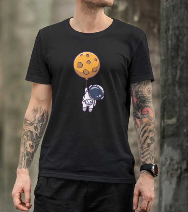 Floating Astronaut With Moon Balloon T-Shirt