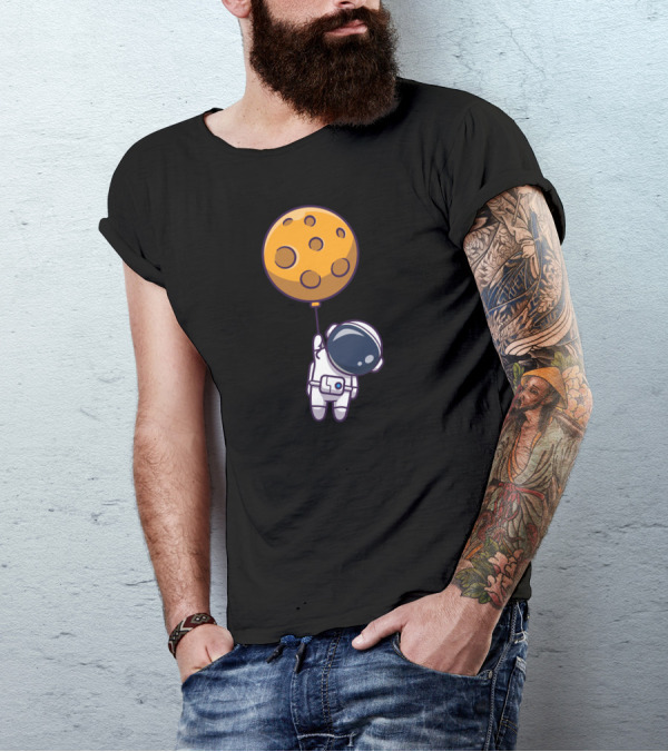 Floating Astronaut With Moon Balloon T-Shirt