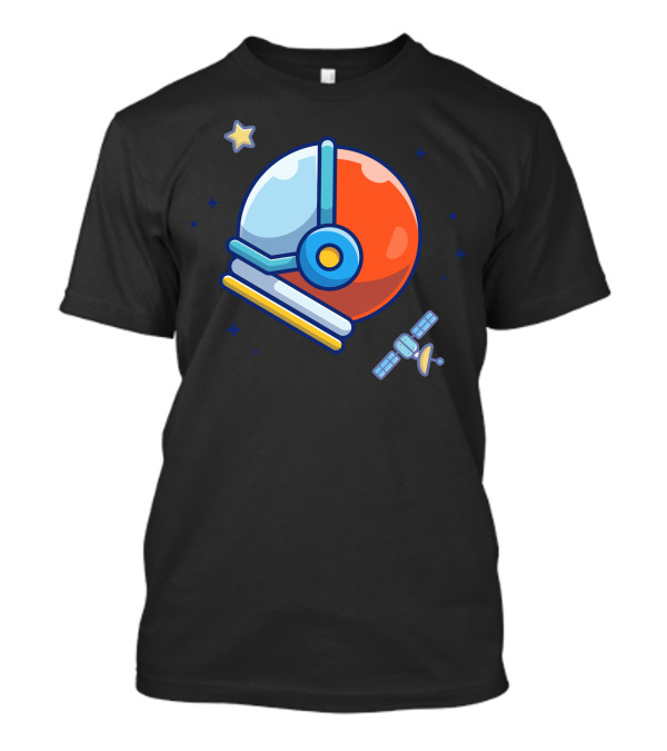Astronaut Helmet With Satellite And Stars T-Shirt
