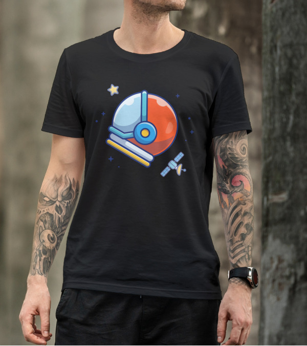 Astronaut Helmet With Satellite And Stars T-Shirt