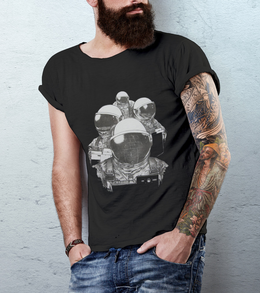 Astronauts Space Suit Group Sketch Outer Space Drawing T-Shirt