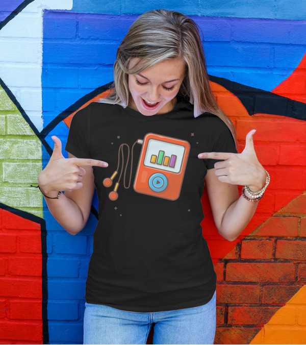Audio Music Player Earphone Notes Portable Media Player Play Icon T-Shirt