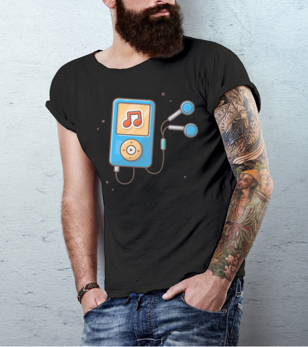 Audio Music Player Iconic Earphone T-Shirt
