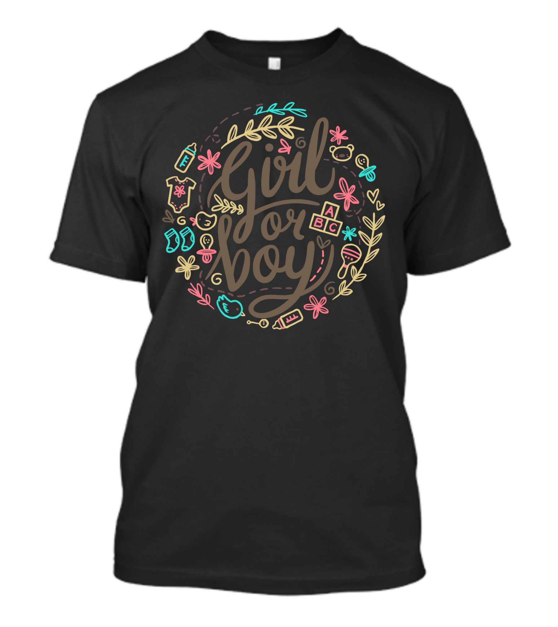 Girl Or Boy Baby Shower Cute Colorful Icons T-Shirt