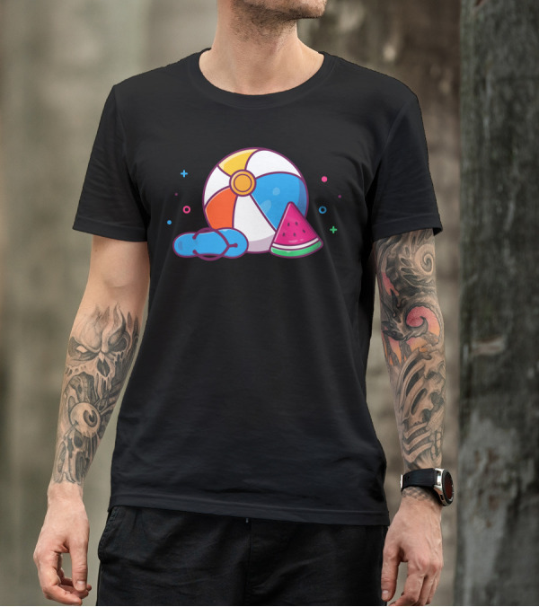 Beach Balloons Flip-Flops Watermelon Fun T-Shirt
