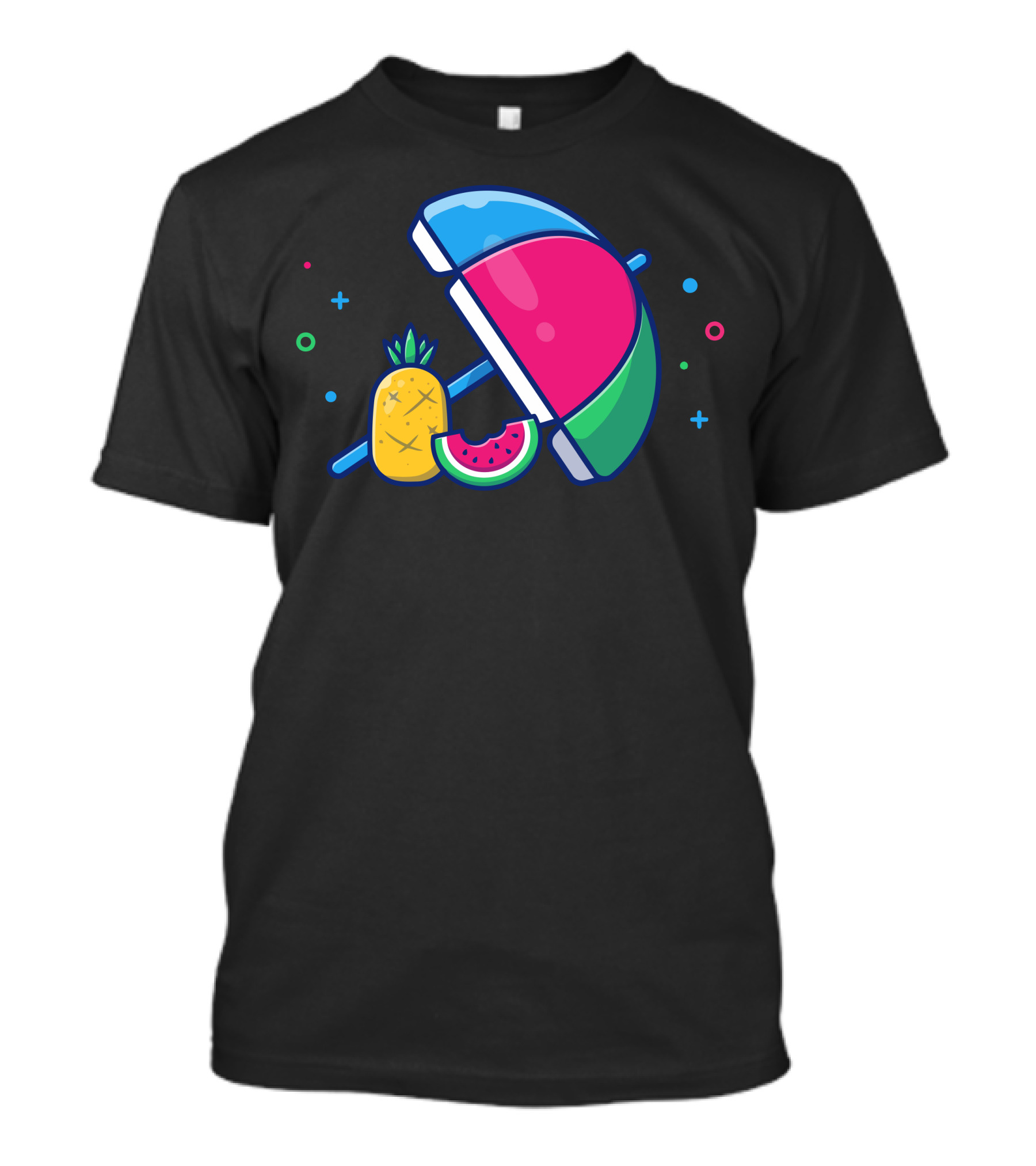 Beach Umbrella Pineapple Watermelon Tropical Mix T-Shirt
