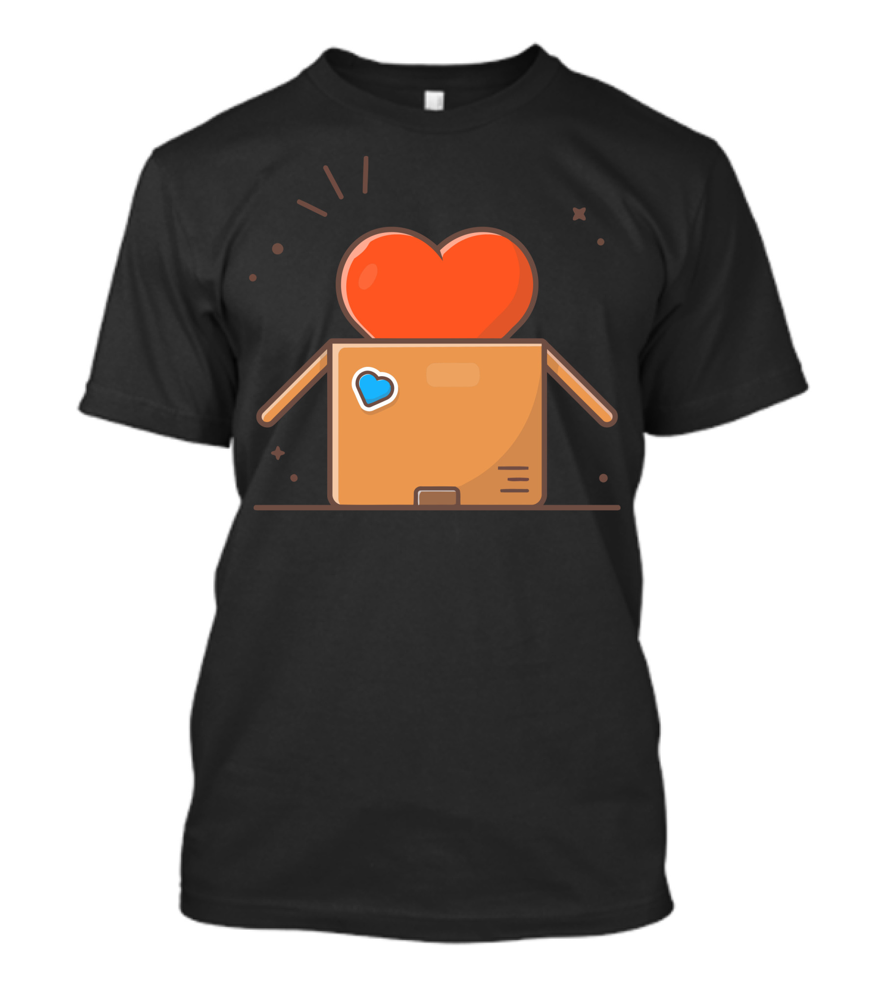 Big Love Heart In The Box With Blue Heart Sticker T-Shirt