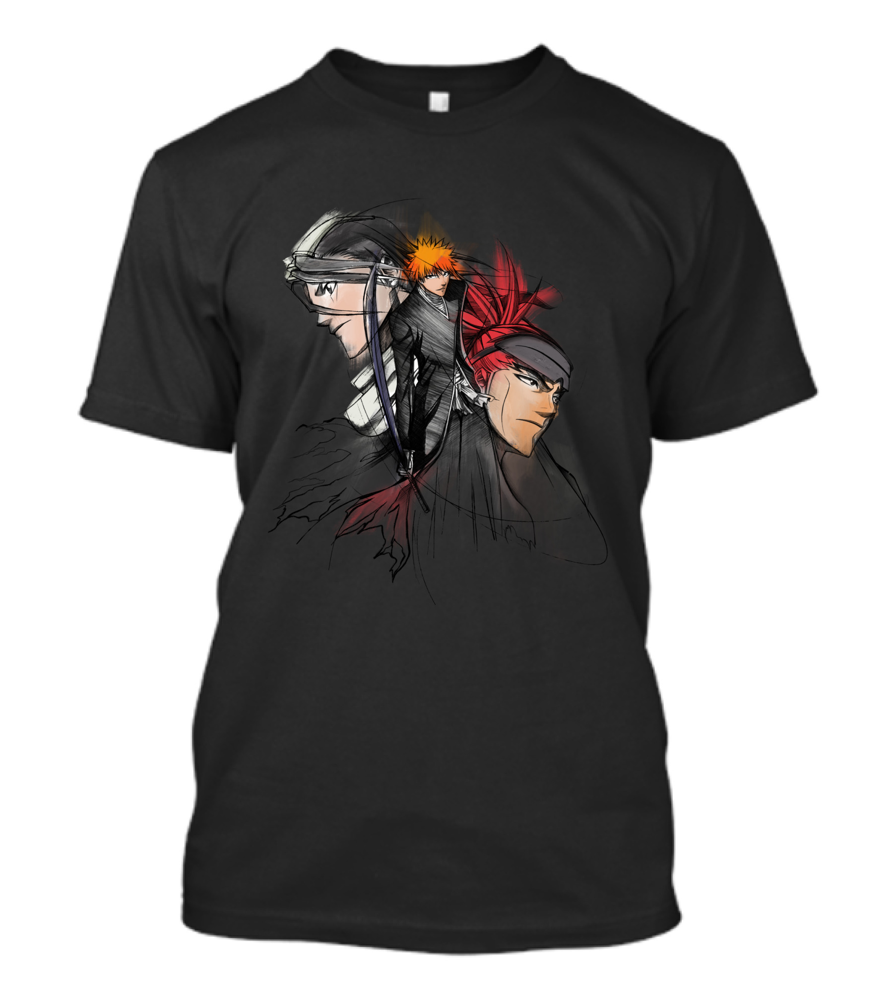 Bleach Trio Sketch Vibrant Hair Characters T-Shirt