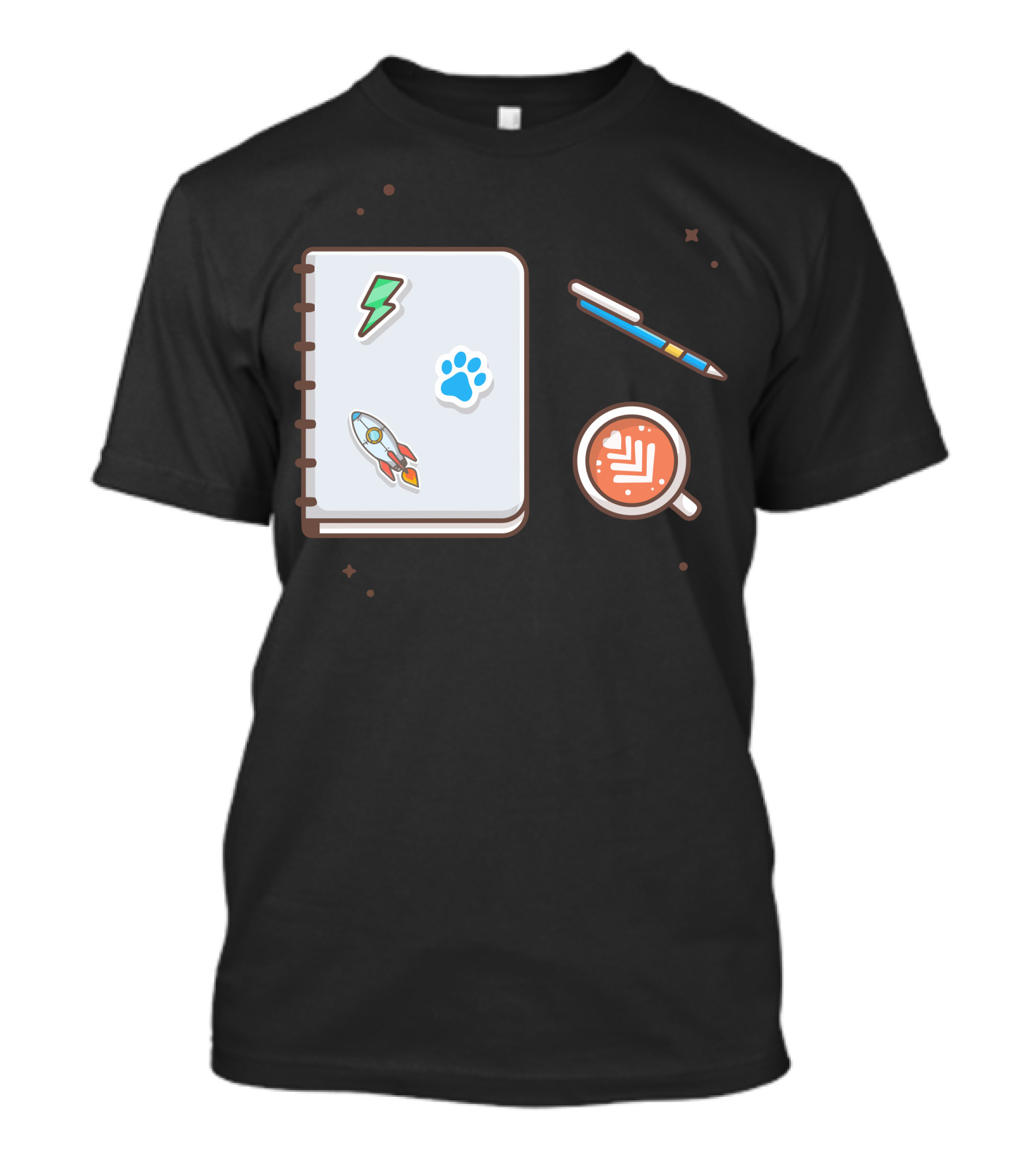 Rocket Paw Lightning Notebook Pen Coffee T-Shirt