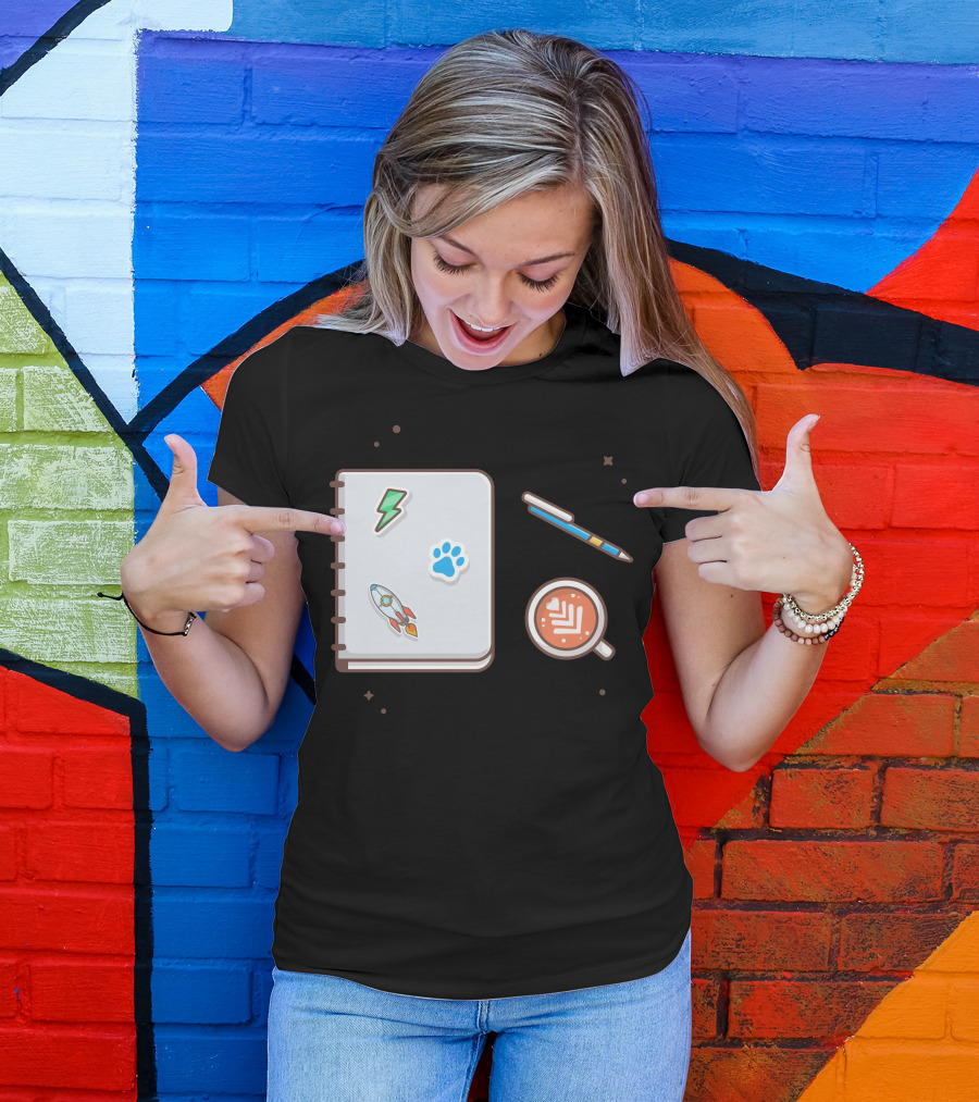 Rocket Paw Lightning Notebook Pen Coffee T-Shirt