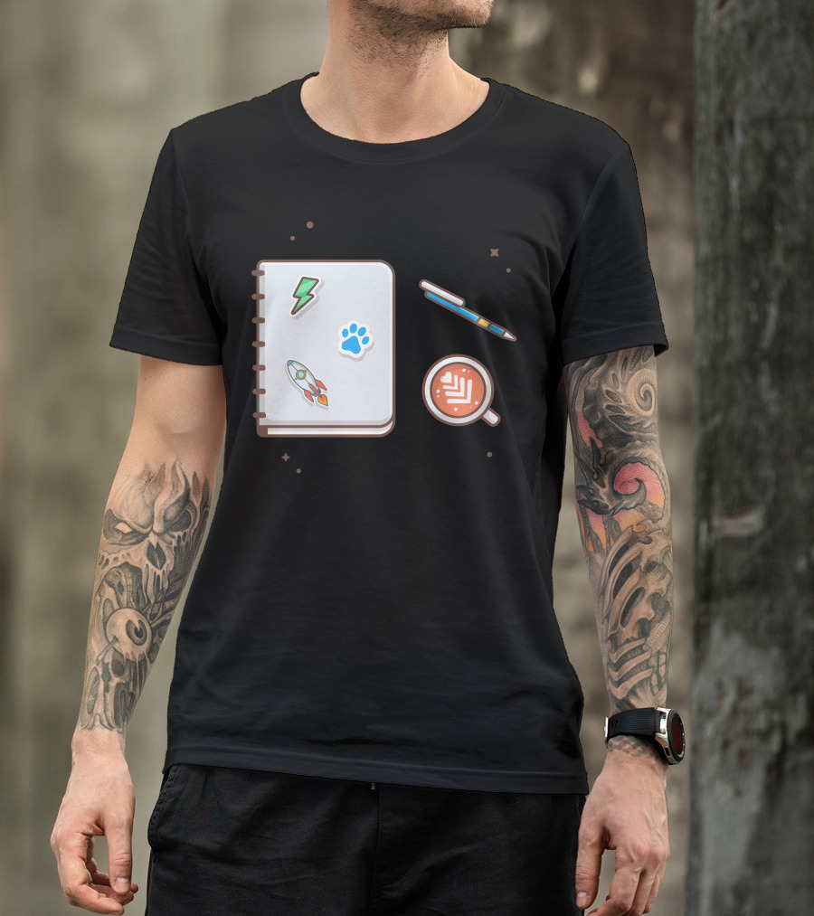 Rocket Paw Lightning Notebook Pen Coffee T-Shirt
