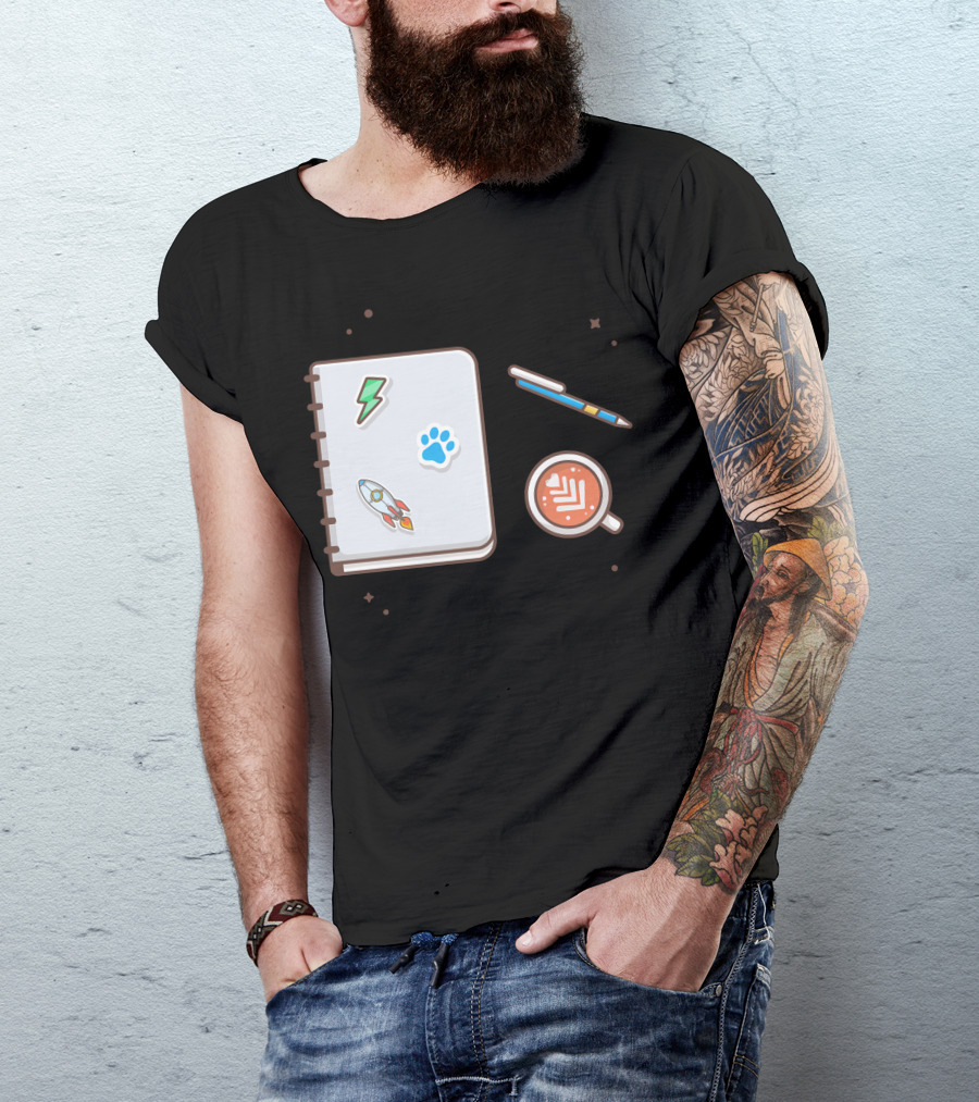 Rocket Paw Lightning Notebook Pen Coffee T-Shirt