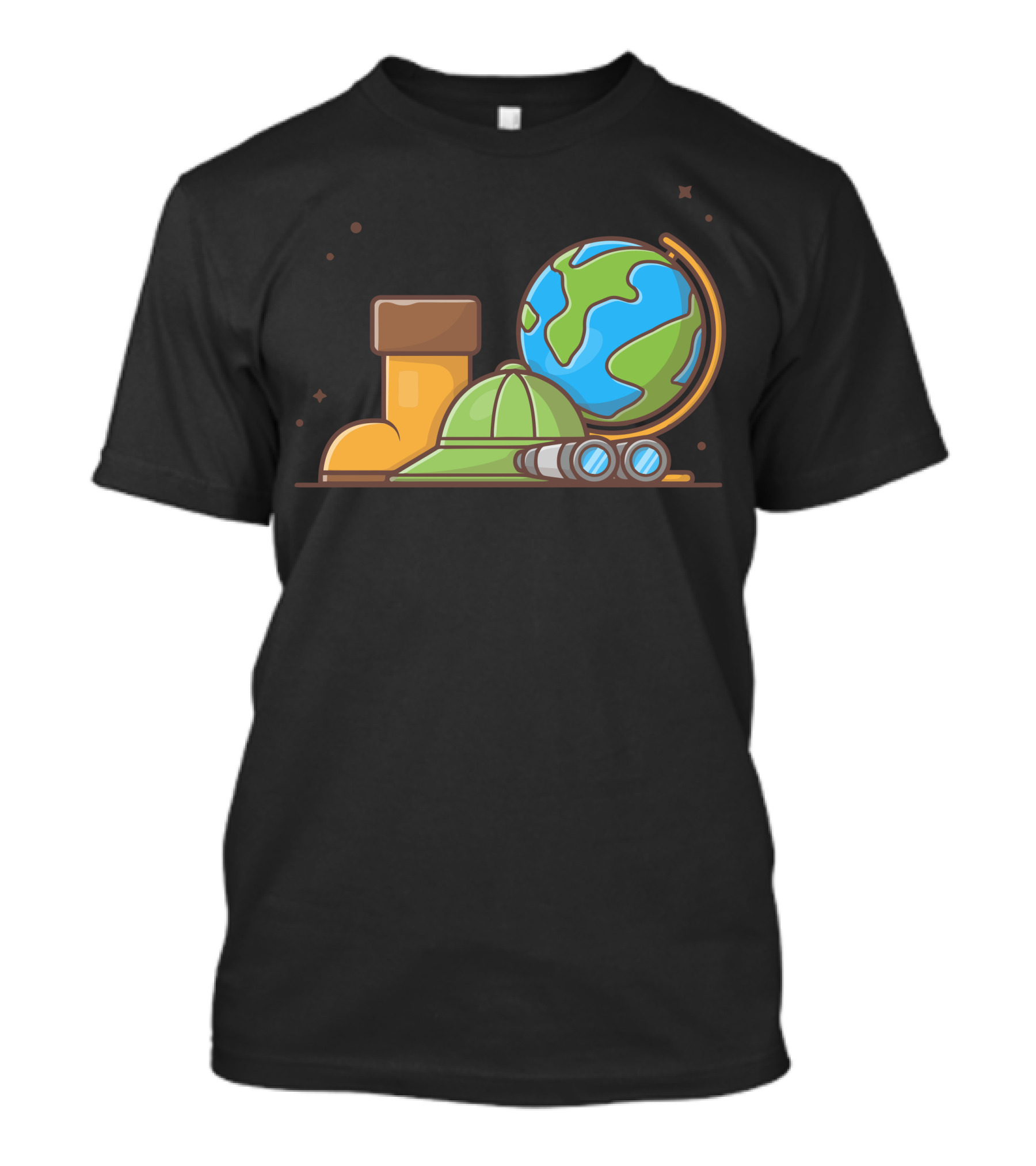 Boot, Hat, Binoculars, And Globe Adventure Elements T-Shirt