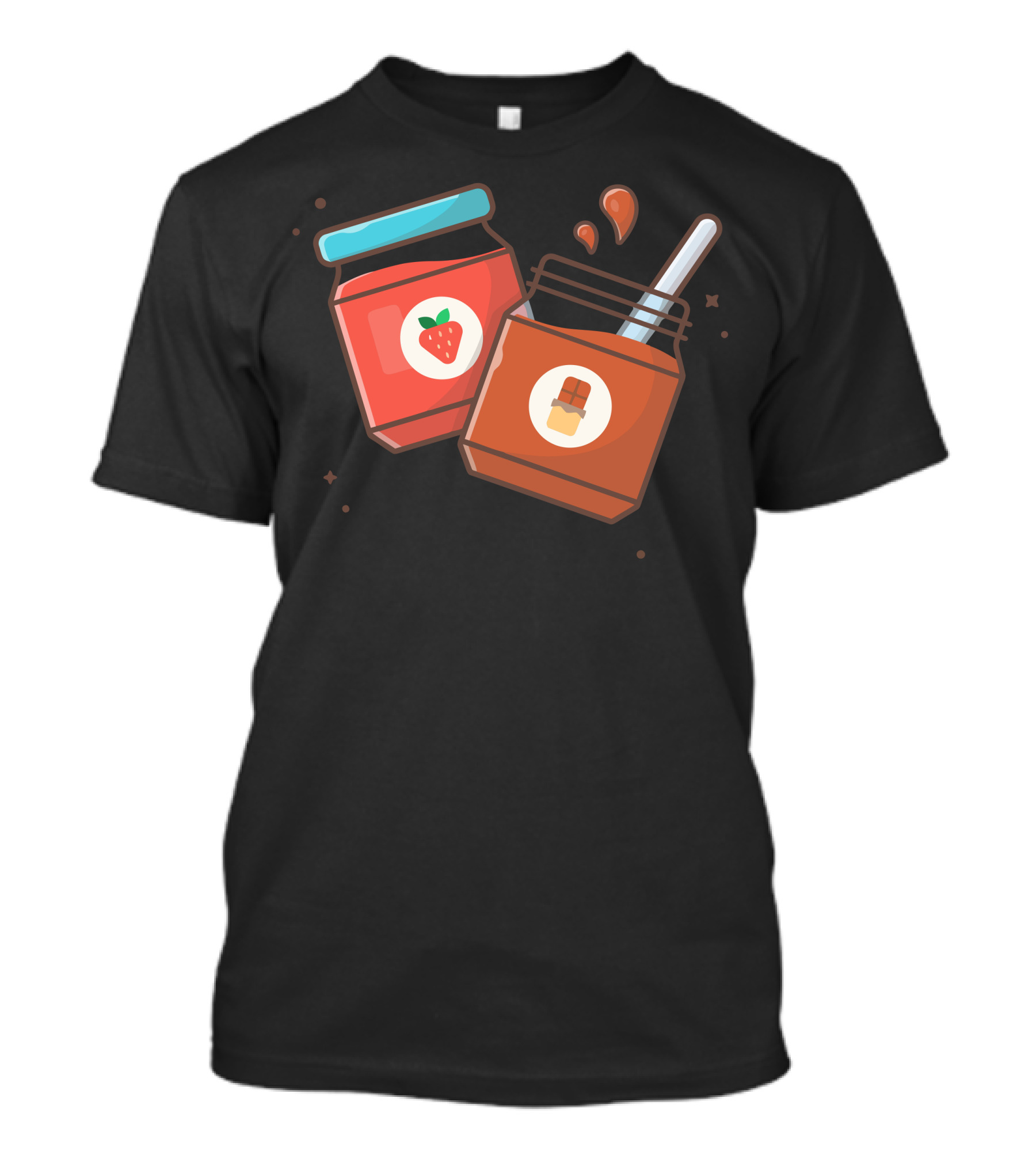 Strawberry Jam And Chocolate Jars Graphic With Spoon And Drips T-Shirt