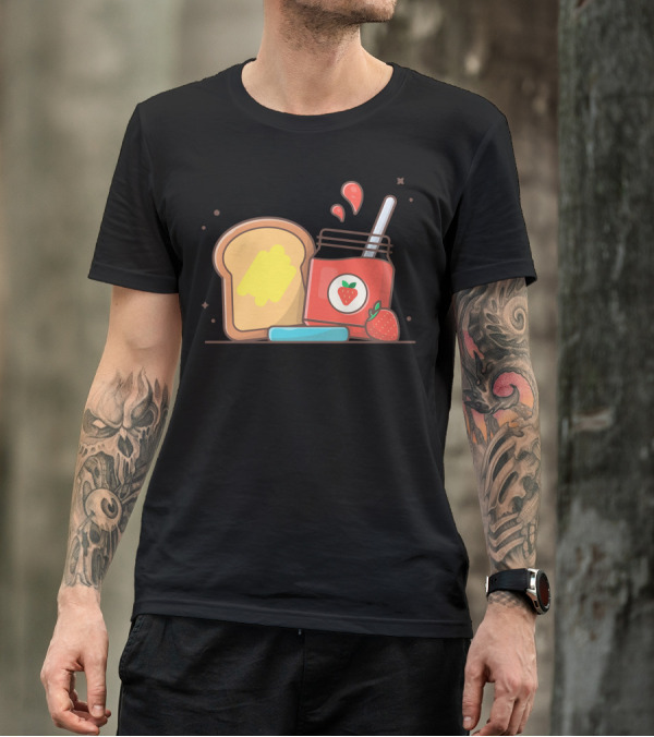Breakfast Time With Bread And Strawberry Jam Delightful Morning Spread T-Shirt