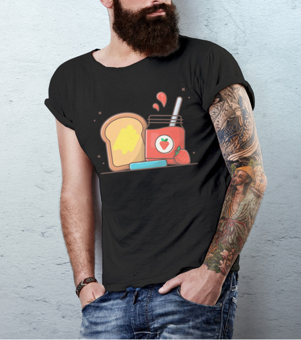 Breakfast Time With Bread And Strawberry Jam Delightful Morning Spread T-Shirt