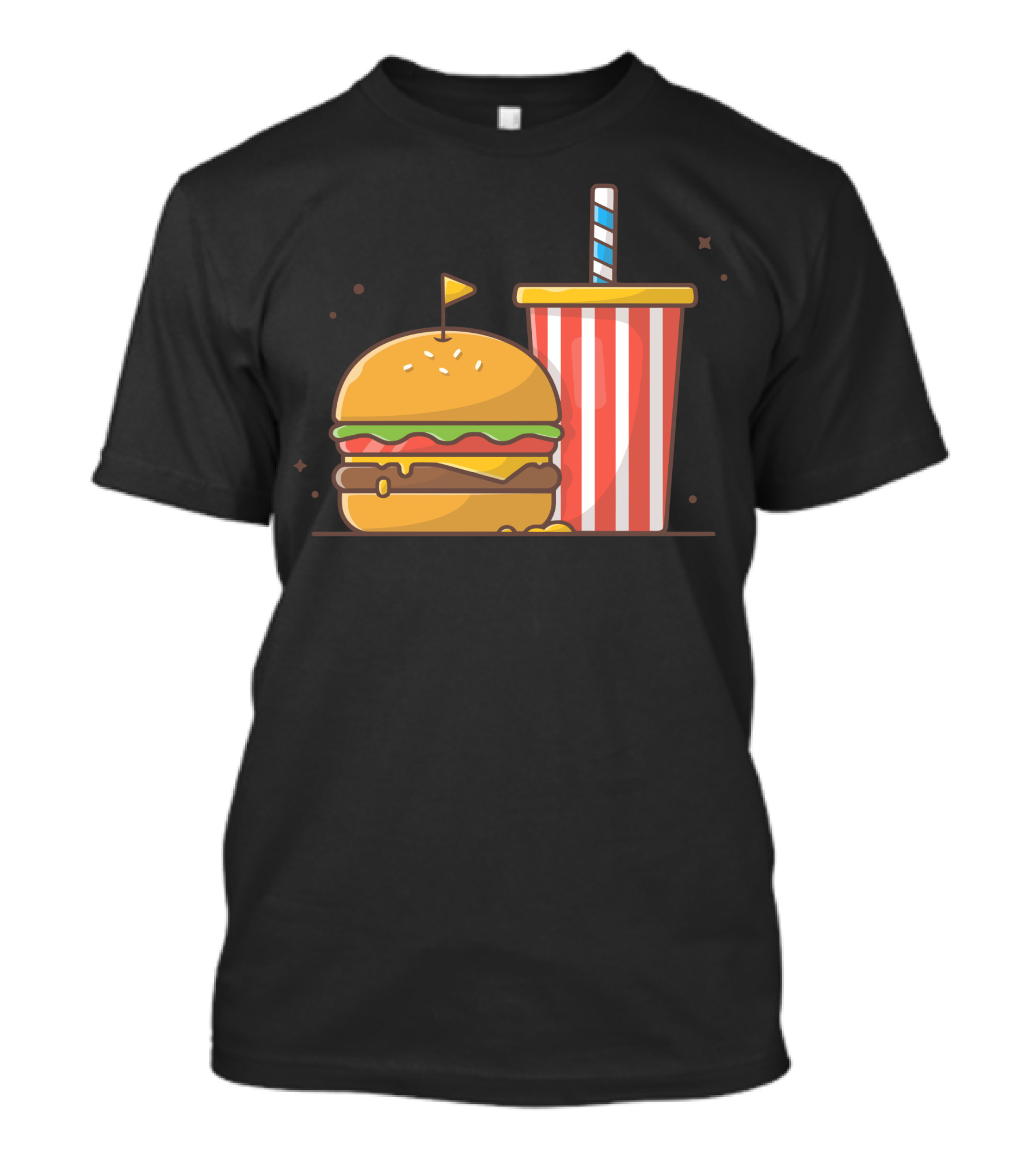 Burger And Soda Delight With Striped Cup T-Shirt