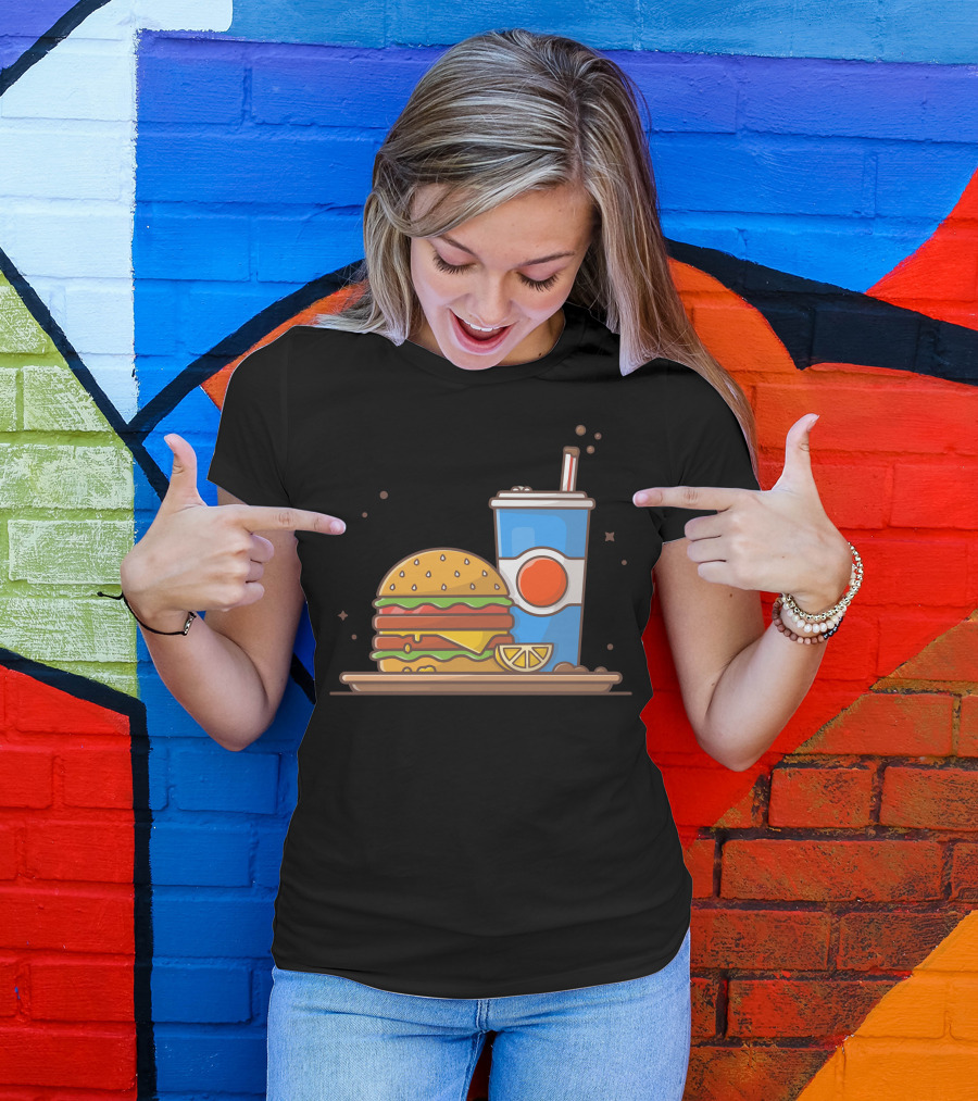 Burger And Soda With Lemon Slice T-Shirt
