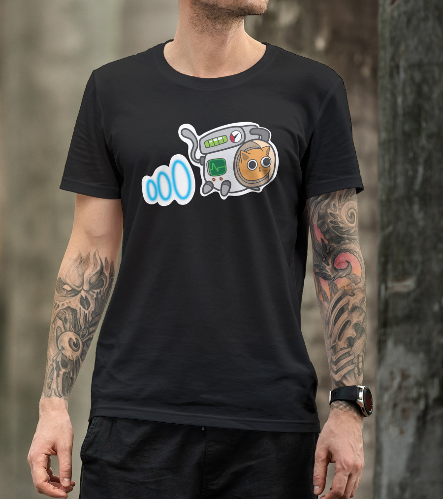 Cat Kitten Astronaut Cartoon Space Suit With Boosters T-Shirt