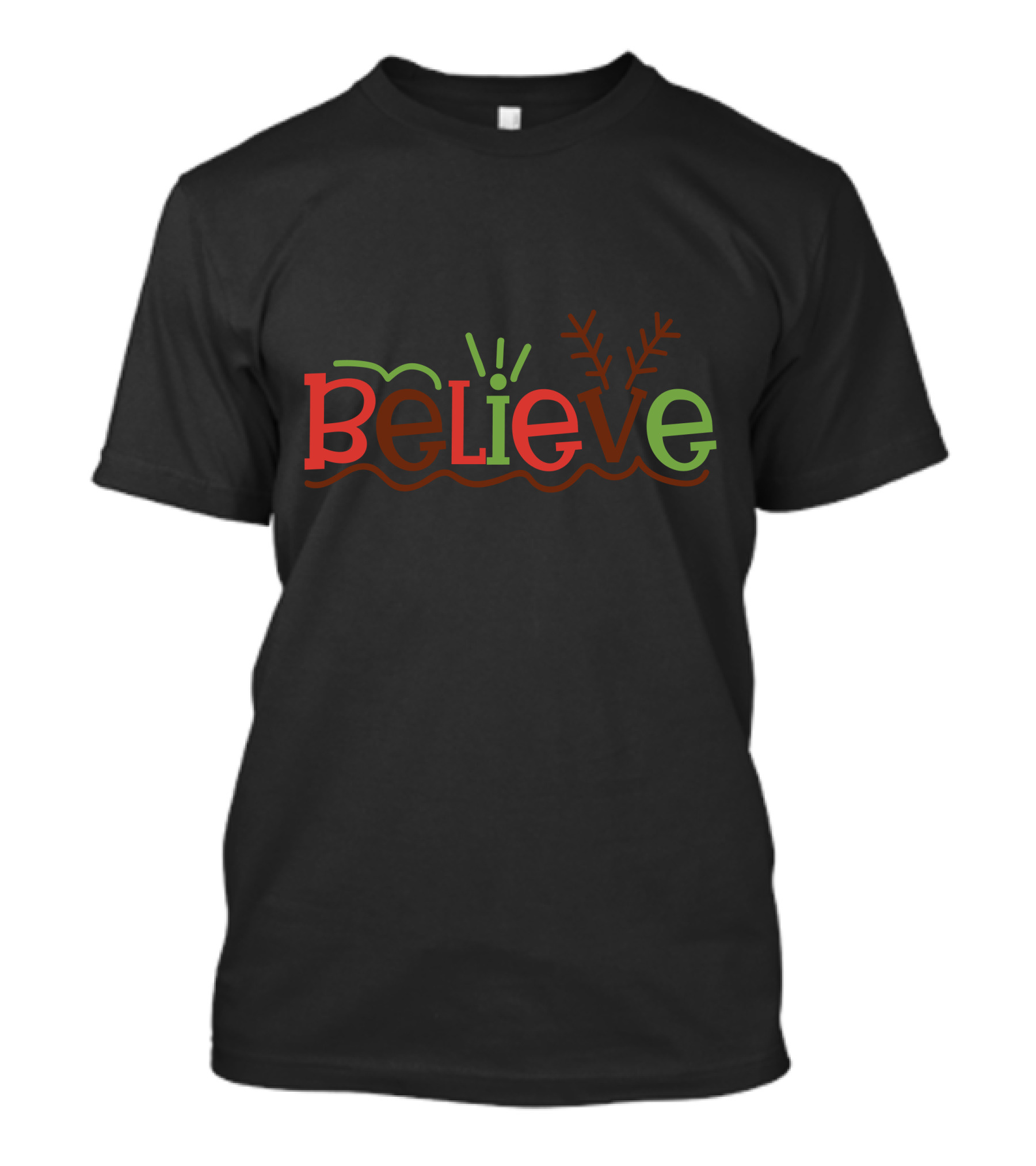 Believe Antlers And Lights Christmas T-Shirt