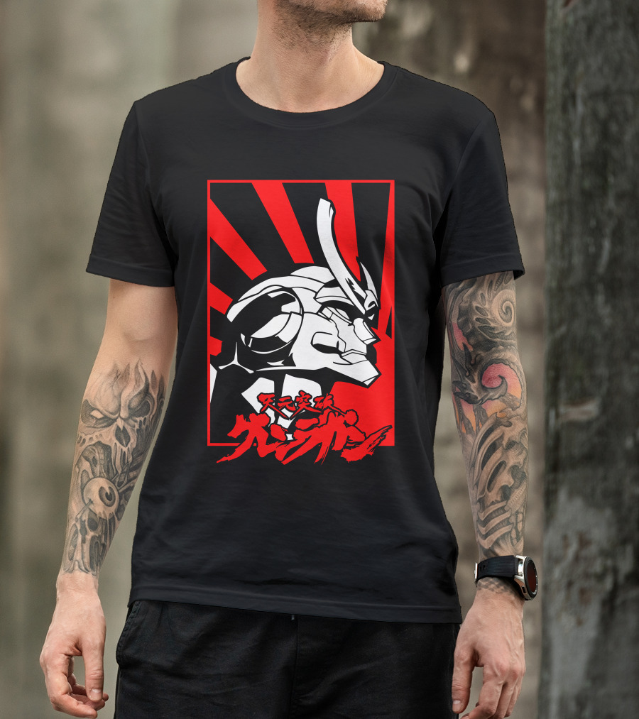 Tengen Toppa Gurren Lagann Mecha Illustration Red And Black Japanese Text T-Shirt