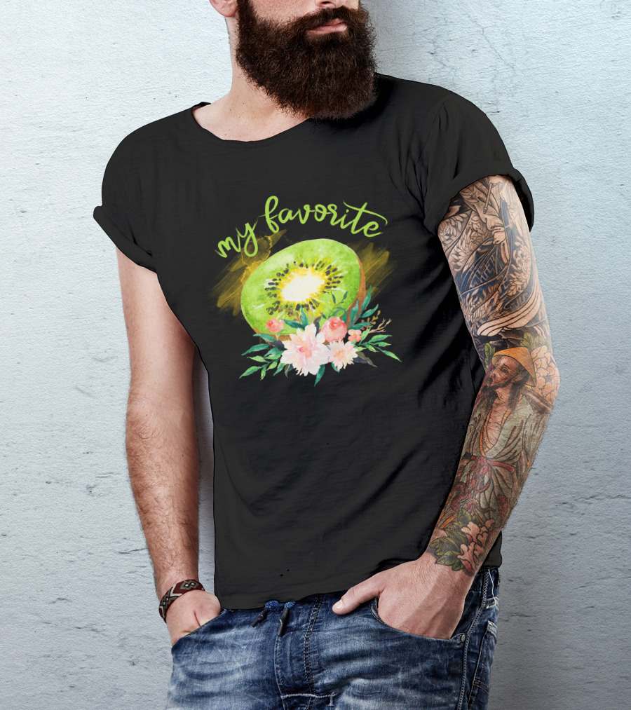 My Favorite Kiwi With Floral Watercolor T-Shirt